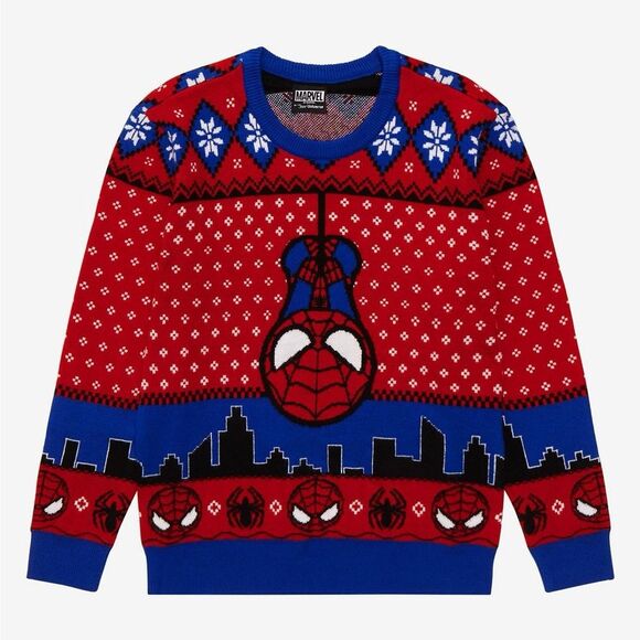 Marvel Spider-Man Chibi Spidey Youth Holiday Sweater - BoxLunch Exclusive XL - Picture 1 of 6